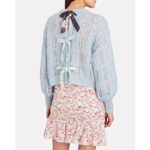 Loveschakfancy Blue knitted Eugenia Bow Back Sweater relaxed crop Size Small